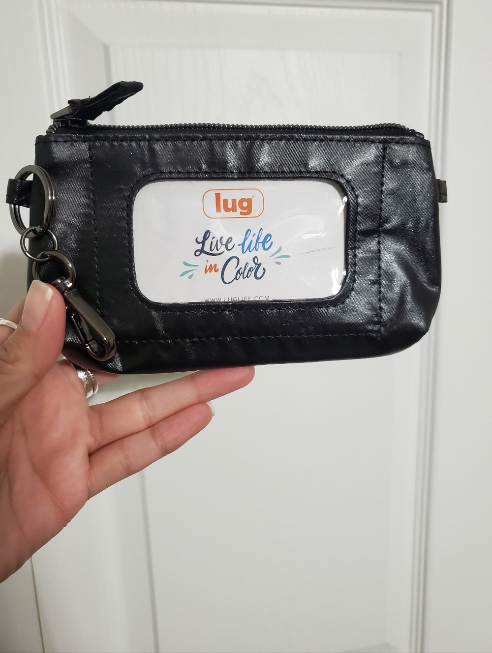 Lug Black Quilted ID Wallet with Clear Window Gunmetal Black - Picture 2 of 7